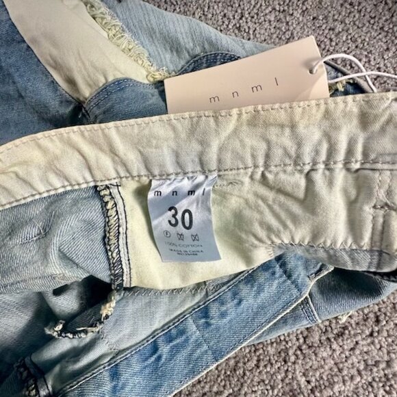 MNML Denim Patchwork Jeans - NWT - Baggy Patchwork Denim in Multi Blue Size 30 - Picture 8 of 9